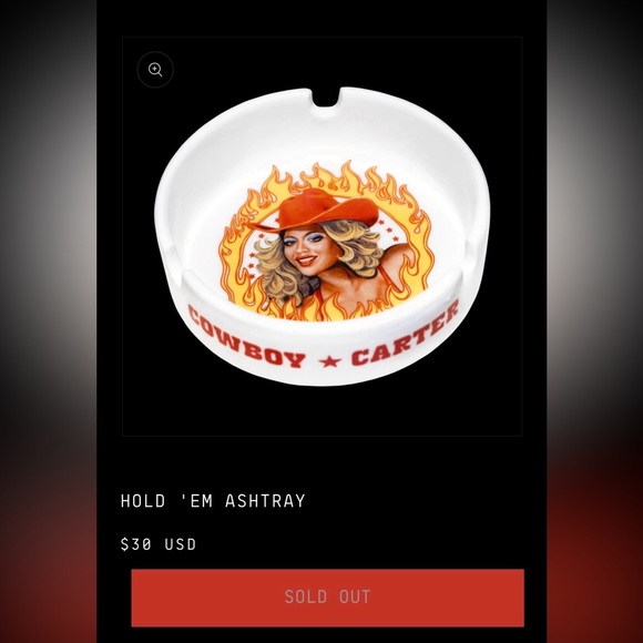 Act ii Cowboy Carter Beyoncé HOLD 'EM ASHTRAY - Picture 2 of 3